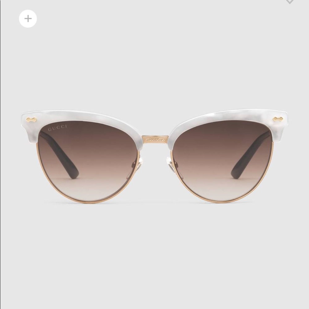 Gucci Cat Eye Acetate and Metal Sunglasses